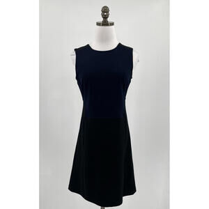 KF Kaufman Franco Blue Black Colorblock Crew Sleeveless Sheath Dress Sz 4